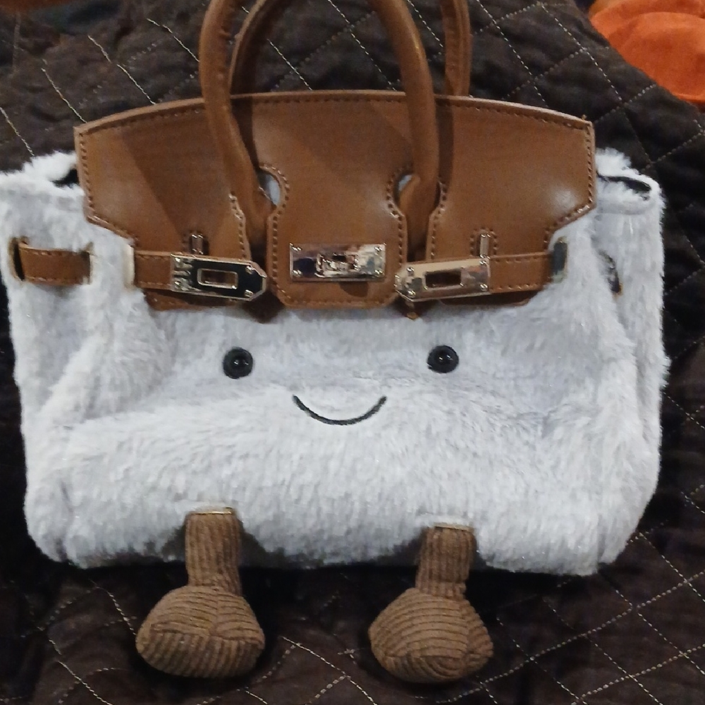 Brown and Gray Women's Handbag